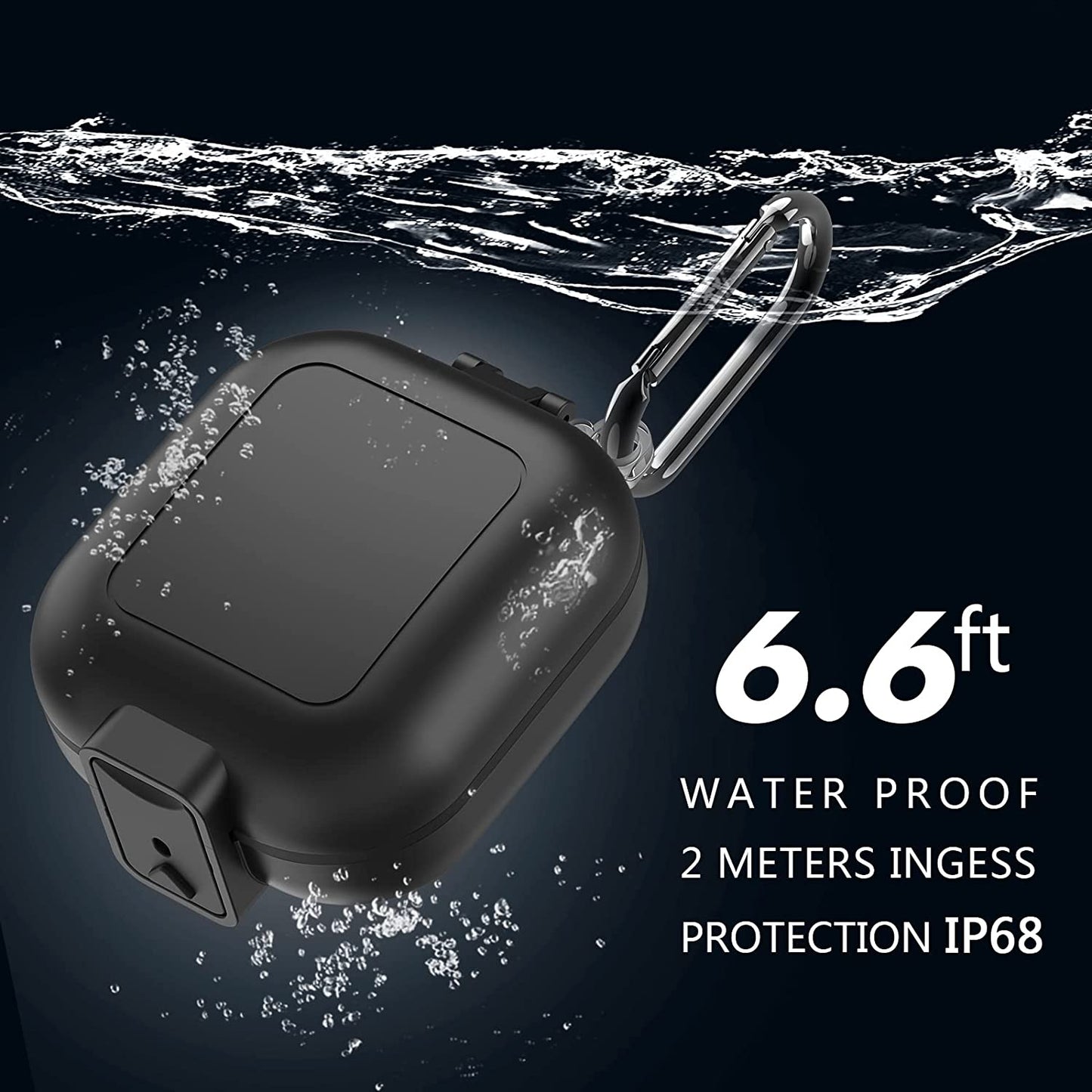(With Secure Lock) IPX68 Waterproof Case for Samsung Galaxy Buds2 Pro Case (2022)/ Galaxy Buds Pro Case(2021)/ Galaxy Buds 2 Case (2021)/ Galaxy Buds Live Case (2020) Hard PC Protective Case (Black)  Galafoki   