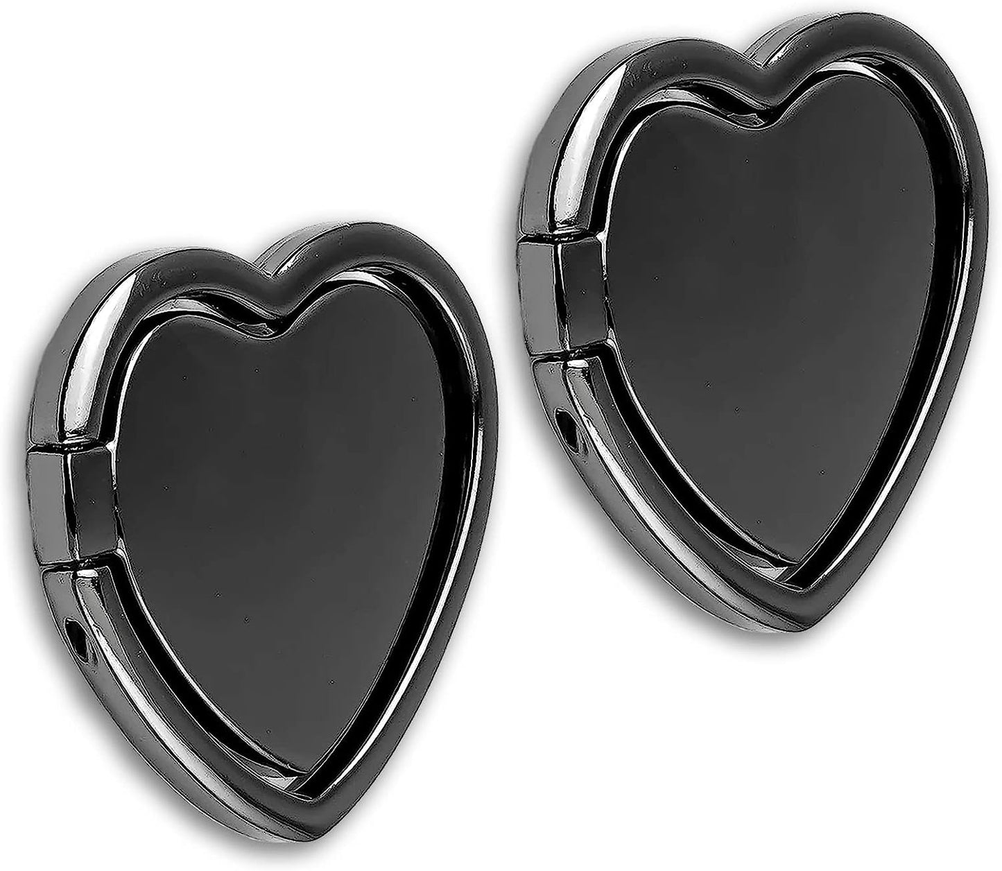 [2 Packs] Love Heart Shaped Glossy Finish Cell Phone Ring Holder Stand, 360 Degree Rotation Finger Ring Kickstand with Polished Metal Phone Grip for Magnetic Car Mount (Black)  Wansurs   
