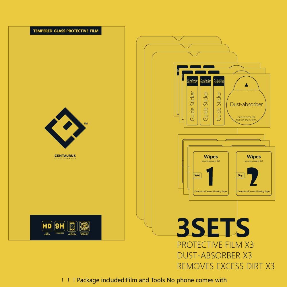 CENTAURUS Screen Protector for L-G V40 Thinq, (3 Pack) Bubble Free Case Friendly Anti-Scratch H9 Hardness Full Coverage Silk Print Black Tempered Protective Film Compatible with L-G V40 Thinq 6.4 Inch  CE CENTAURUS ELECTRONICS   