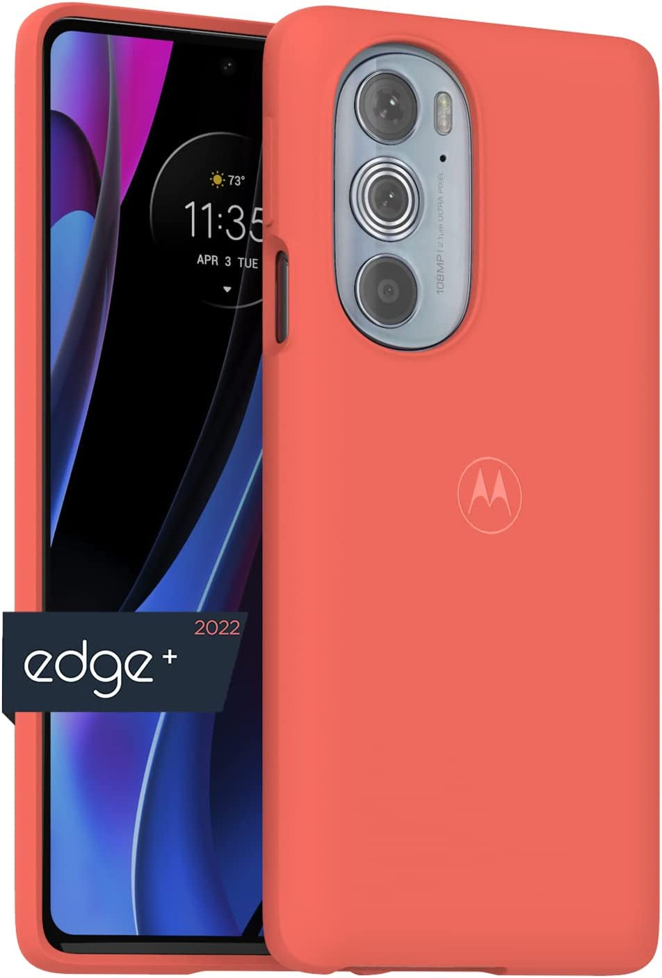 Motorola Edge+ (2022) Protective Case- Black Precision Fit, Stylish Shock Absorbing Phone Cases [NOT for Edge+ 2020/Edge+ 2023, Edge 2021/Edge 5G UW 2021, & Edge 2022]  Salom America Company Living Coral Case 