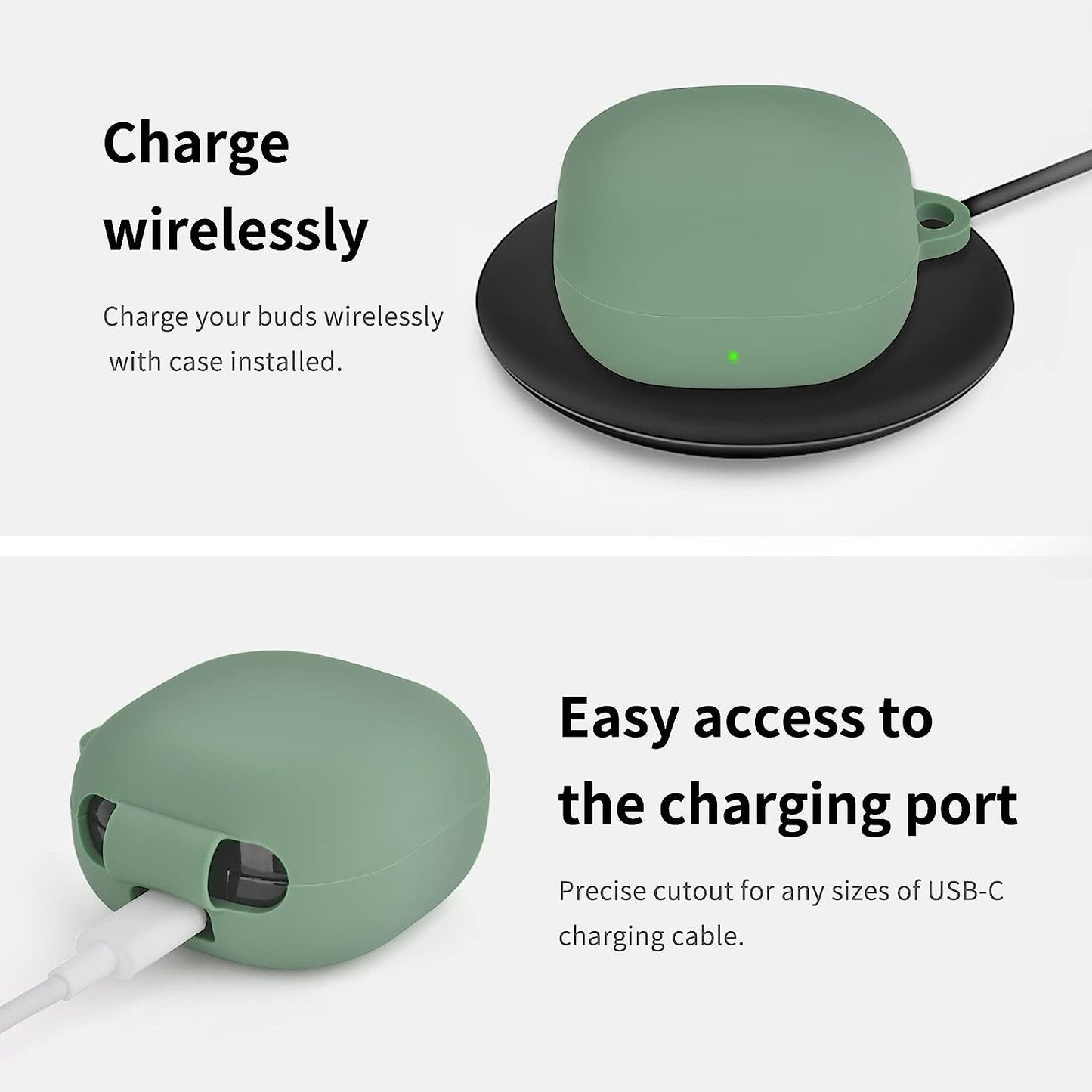 Filoto Case for Samsung Galaxy Buds 2 / Buds Live/Buds Pro/Buds 2 Pro, Cute Silicone Earbuds Protective Case Cover with Pompom Keychain Accessories for Women Girls (Cactus Green  Kerle   