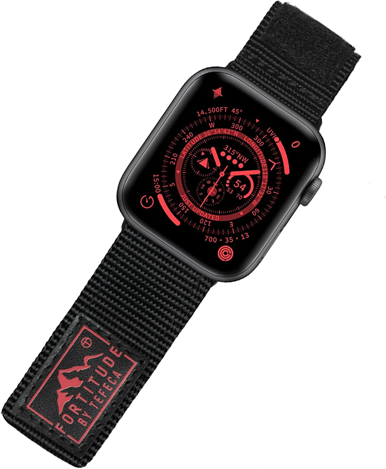Tefeca Fortitude Series Adjustable Band for Apple Watch/Apple Watch Ultra  Tefeca Standard Wide Black Nylon 41/40/38mm 