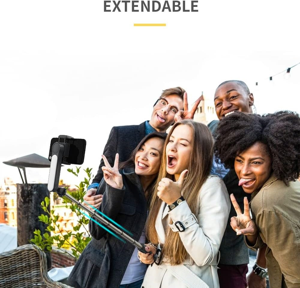 RIEIEK Mobile Phone Selfie Stick Tripod with Stabilizer, Electric Gimbal with Dual Color Temperature LED Light and Wireless Remote Control Handheld Retractable Camera Photo Stick Grip  RIEIEK   