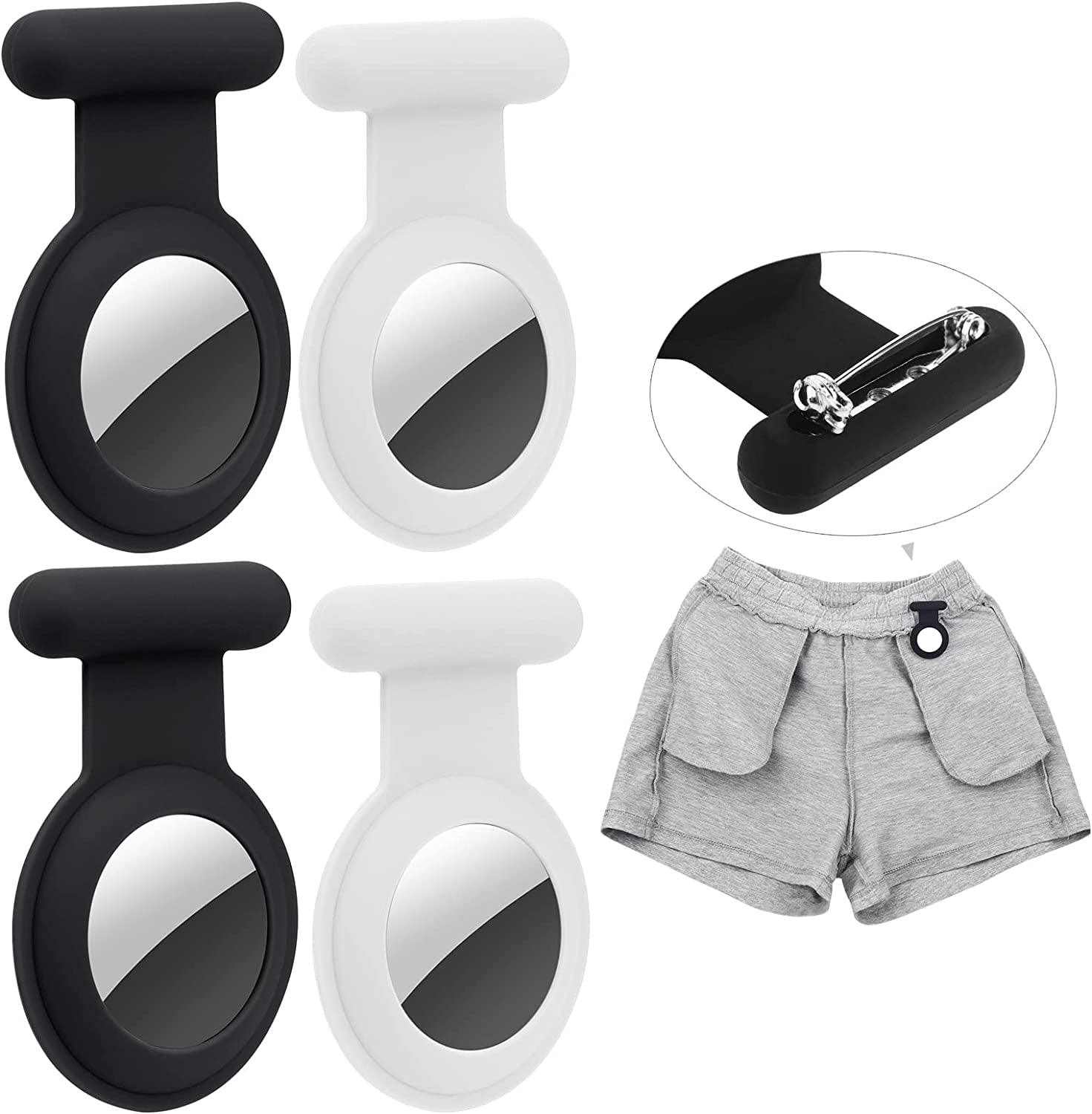 Airtag Hidden GPS Tracker Case,Airtag for Kids,Elderly,Pet,Clothing (Navy Blue&Blue)(Not GPS Included)  WALLFID 2Black&2White  