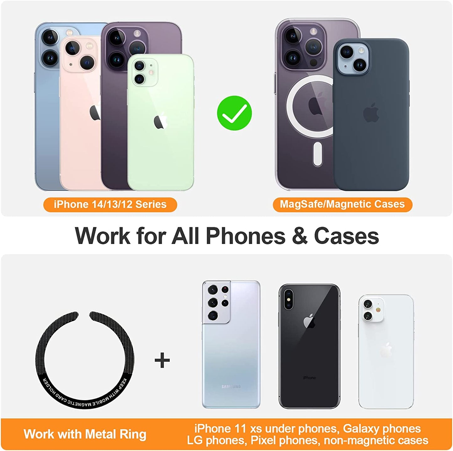 Qilmii Compatible Magsafe Wallet Stand for Apple, Skin Friendly Leather Card Slot with Adjustable Kickstand & Holder, Fit for Iphone 14/13/12 Series  kingxbar   