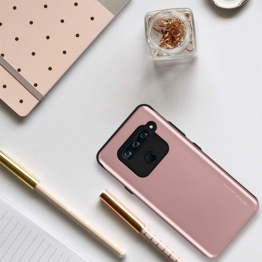 GOOSPERY LG V40 Thinq Case, LG V40 Case [Sliding Card Holder] Protective Dual Layer Bumper [TPU+PC] Cover with Card Slot Wallet for LG V40 Thinq (Rose Gold) LGV40-SKY-RGLD  GOOSPERY   