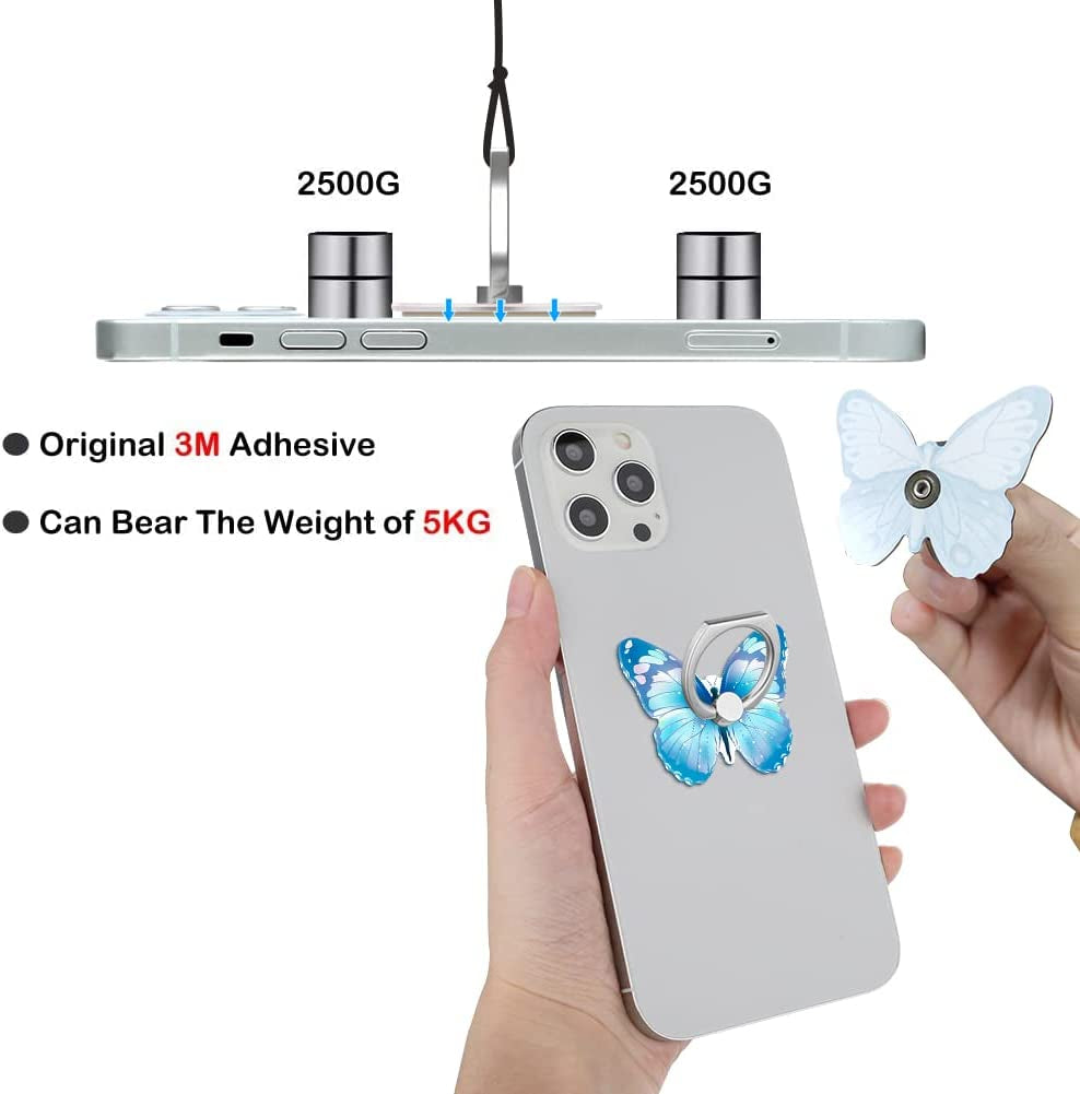 BF2JK Cell Phone Butterfly Finger Ring Holder 360 Degree Rotation Metal Ring Grip for Iphone Samsung Galaxy All Smartphone Mobile Cute Accessories（Blue Dark Blue）  BF2JK   