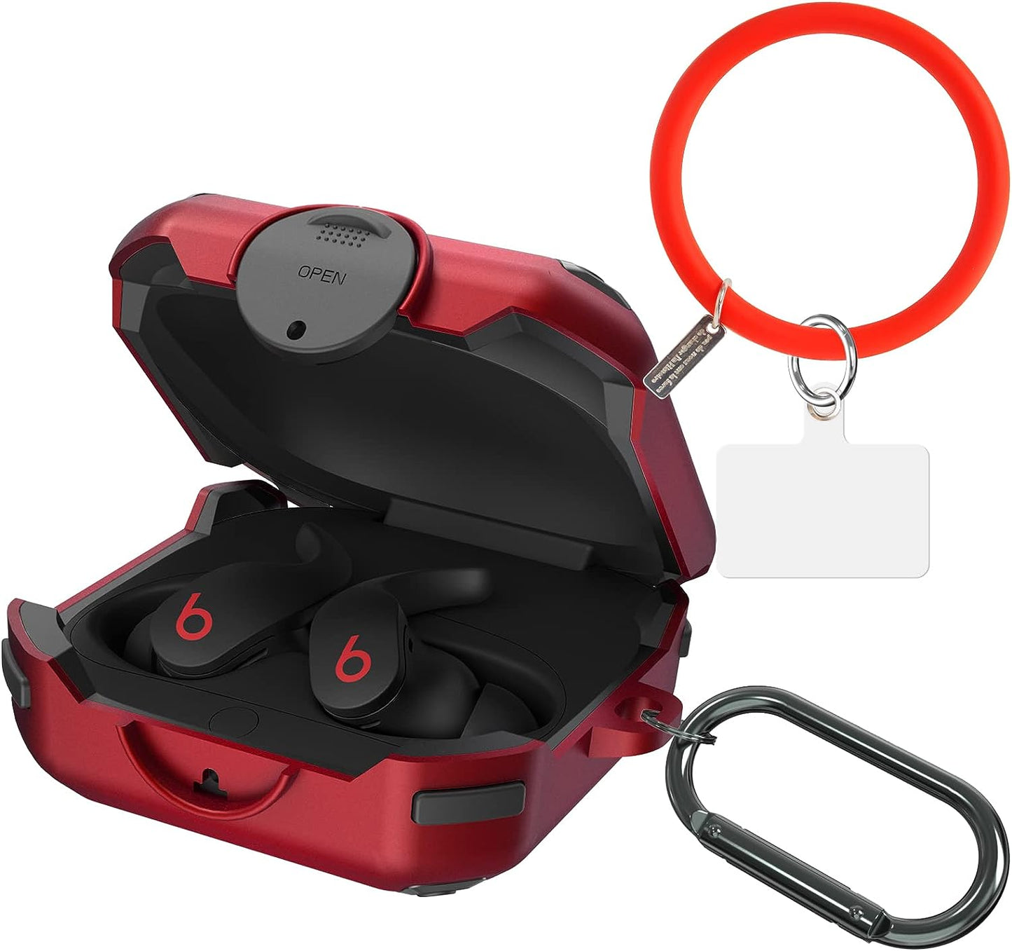 AIBEAMER Beats Fit Pro Case Cover [Secure Lock], Protector Compatible with Beats Fit Pro 2021 with Switch Lock/Keychain/Silicone Anti-Drop Bracelet (Red)  AIBEAMER   