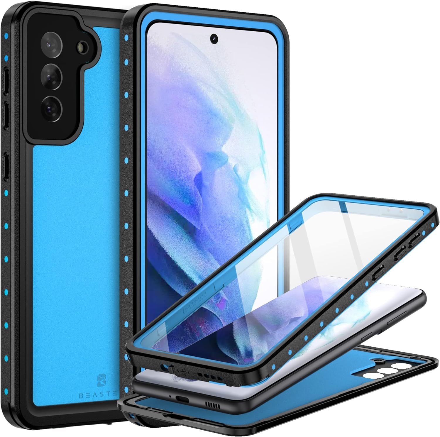 BEASTEK for Samsung Galaxy S21 Ultra Waterproof Case, NRE Series, Shockproof Underwater IP68 Case with Built-In Screen Protector Full Body Protective Cover, for Galaxy S21 Ultra 6.8 Inch (Blue)  BEASTEK Blue Galaxy S21 