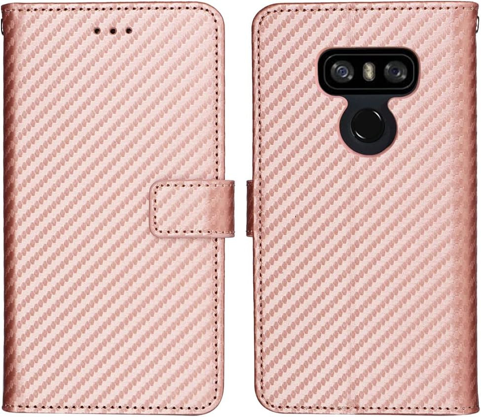 WWAAYSSXA Compatible with LG G6 Wallet Case Wrist Strap Lanyard and Leather Flip Card Holder Stand Cell Accessories Phone Cover for LGG6 Thinq LG6 Thin Q G 6 plus G6+ 6G VS988 H872 Women Men Rose Gold  WWAAYSSXA   