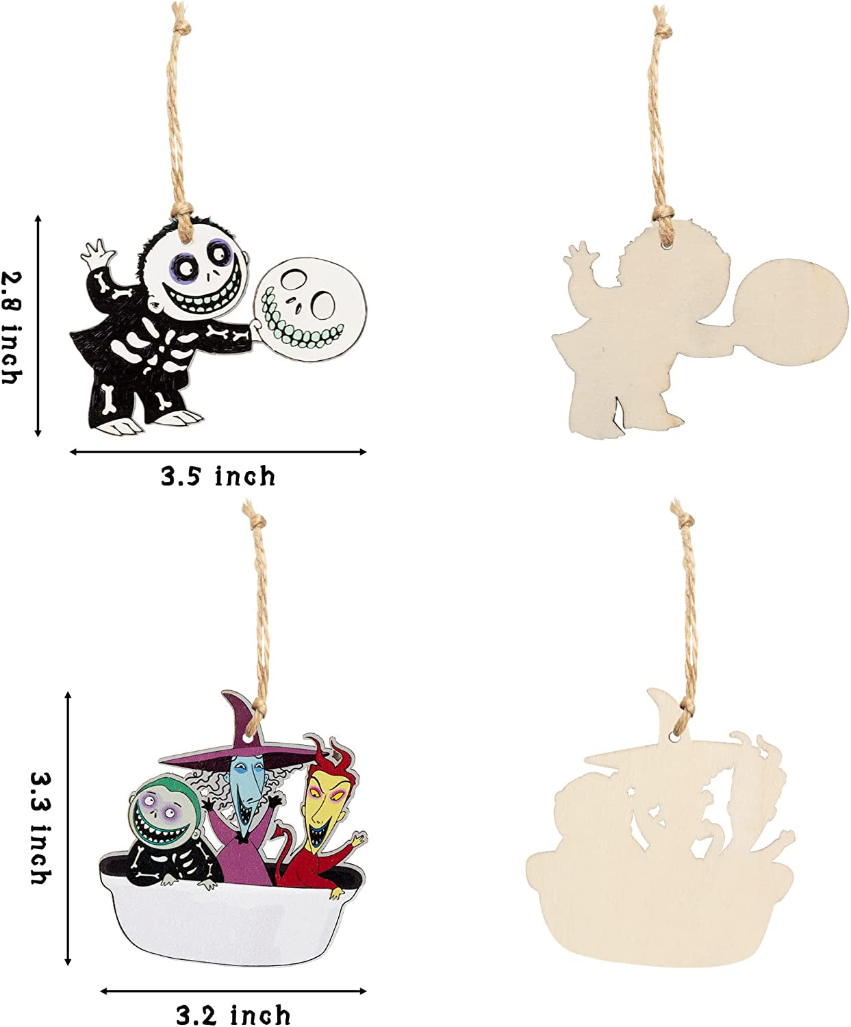 37Pcs Halloween Christmas Nightmare Sally Wooden Hanging Ornament Decoration, Halloween Witch Pumpkin King Jack Ghoul Zombie Bride Theme Party Decor for Jack and Sally Halloween Party Supplies  RicaBili   