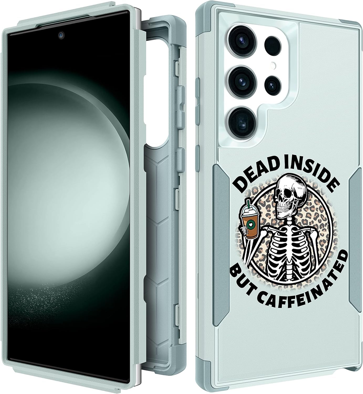 Plakill for Samsung Galaxy S22 Ultra Case Heavy Duty Protective Designer Strawberry Drop Tested Cute Cases for Men Women Girls Shockproof Protection Rugged Bumper Phone Cover for S22 Ultra 6.8"  Plakill Coffee Skeleton  