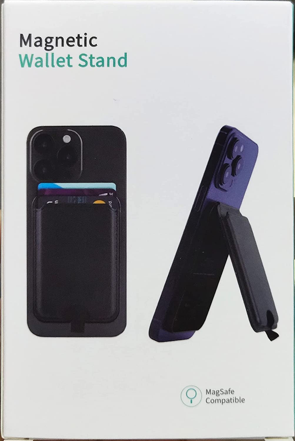 Imluckies Leather Magnetic Wallet Stand, for Apple Magsafe Wallet with Adjustable Stand, 3 Card Holders with Strong Magnets for Iphone 14/13 / 12 Series [Not for 13/12 Mini], Purple  imluckies   