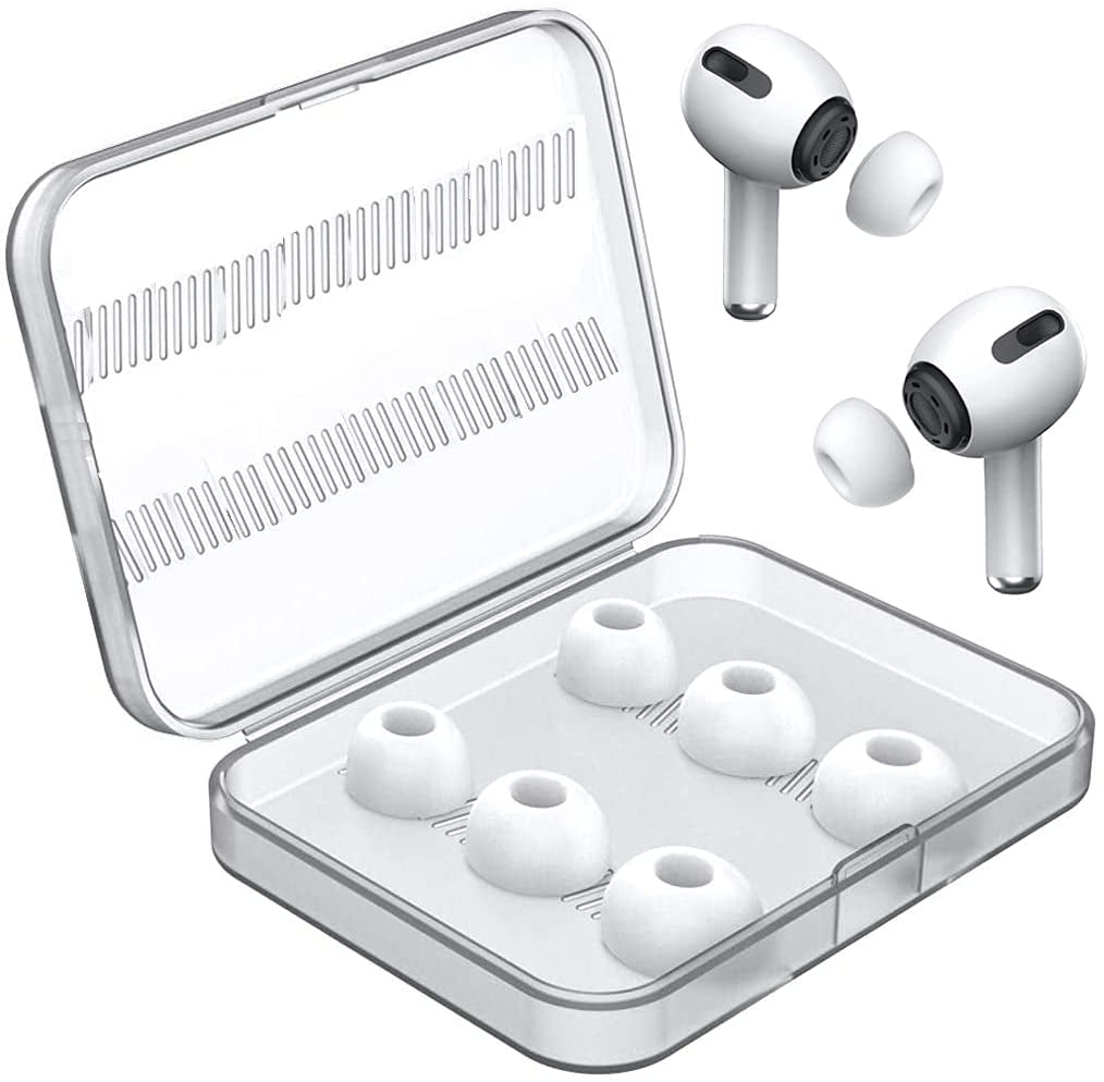 12 Pieces Replacement Ear Tips for Airpods Pro Accessory Silicone Ear Buds Tips with Noise Reduction Hole Airpods Pro Ear Tips with Portable Storage Box and Fit in the Charging Case (S/M/L, White)  MEEAJA 3 Pairs White (S,M,L)  