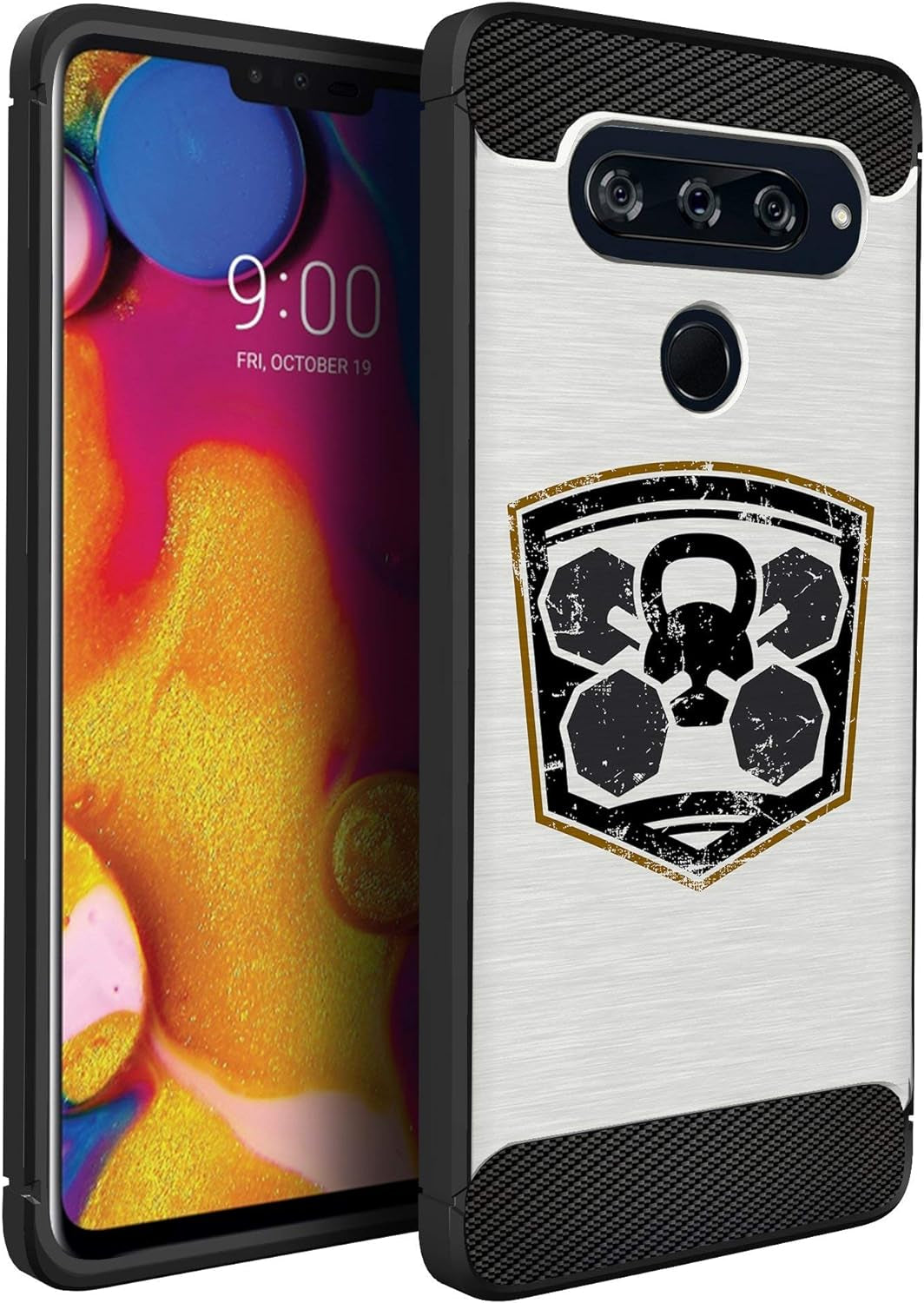 Casesondeck Sports Case Compatible with LG V40 Thinq- Flex Max Matte TPU Perfect Fitted Case Slim and Elegant (Soccer Fire)  CasesonDeck Weights /Lifting  
