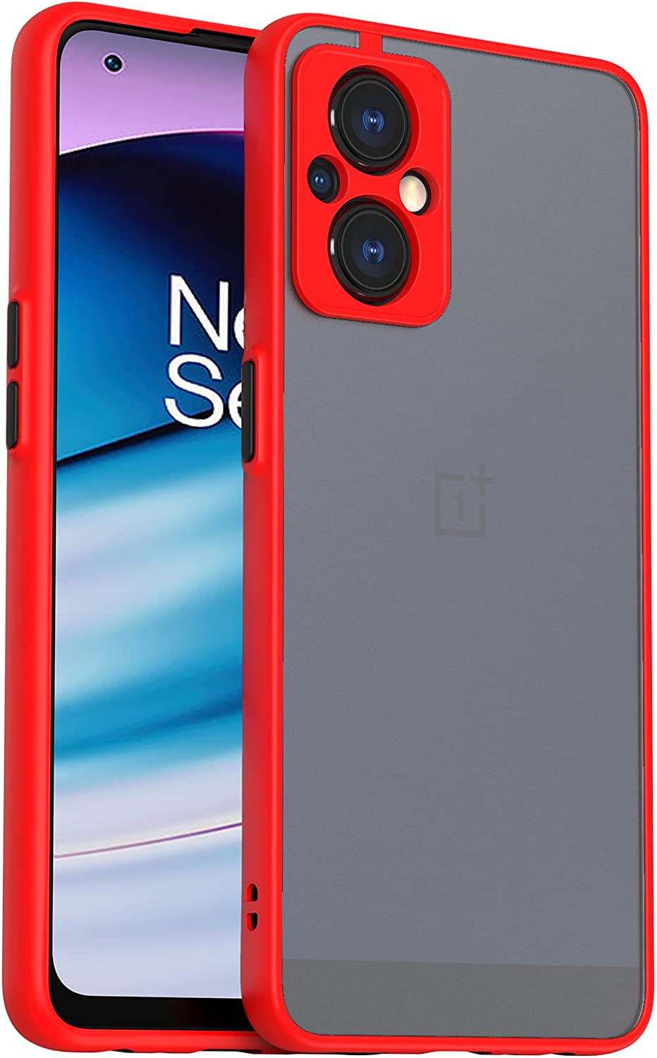 MAKAVO Slim Fit for Oneplus Nord N20 5G Case with Screen Protector [Ultra Thin] [Camera Cover] Full Protection Flexible Bumper Hard Matte PC Back Cover for One plus N20 5G (Red)  MAKAVO   