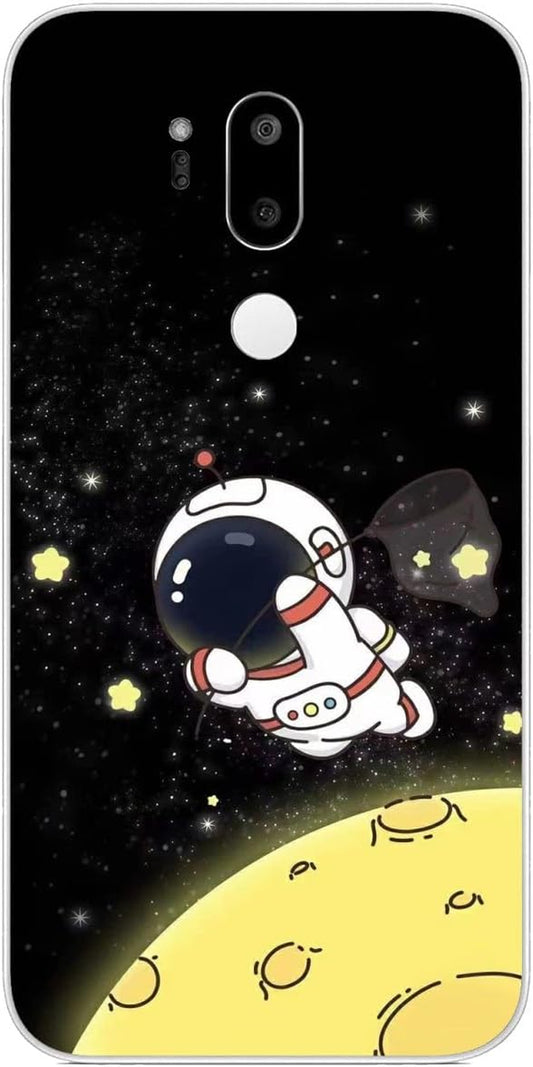 Compatible with LG G7 | LG G7 Thinq | LG G7 Fit | LG G7 One Case Cute Cartoon Astronaut Cosmonaut 355 Cool Kids Girls Women Man Soft Flexible TPU Silicone Phone Case Clear  PTGVCTA   