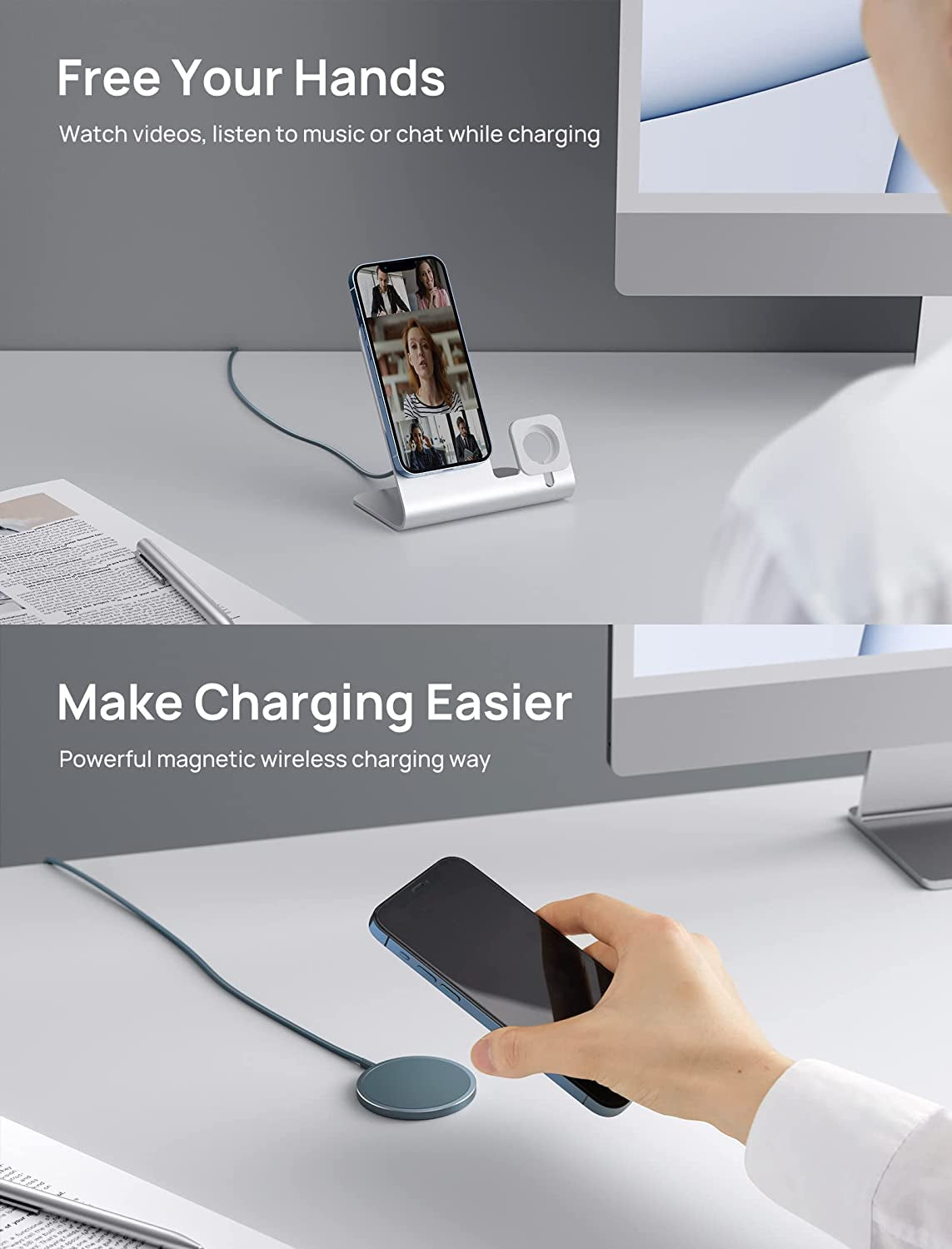 JSAUX Magnetic Wireless Charger Compatible with Mag-Safe Charger/Iphone 14/14 Pro/14 Plus/14 Pro Max/Iphone 13/13 Pro/13 Pro Max/13 Mini/Iphone 12, Magnetic Wireless Charging Pad, Mag Charger (Blue)  Shenzhen Wuyishi Technology Co.,Ltd   