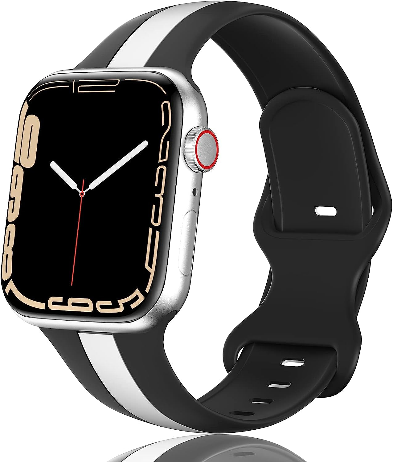 Designer Apple Watch Band 38Mm 40Mm 41Mm 42Mm 44Mm 45Mm for Women Men Silicone Sport Replacement Watch Bands Breathable Soft Strap Wristband for Iwatch Series SE 7 6 5 4 3 2 1  HONEYBABY BlackWhite 42mm/44mm/45mm 