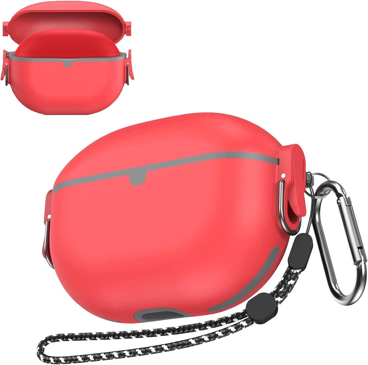 [Upgrade Secure Lock] Beats Studio Buds Case 2021, VAEKNVG Shock-Absorbing Protective Armor Cover for Beats Studio Earbuds Accessories, TPU Hard Shell with Carabiner & Lanyard (Red)  VAEKNVG   