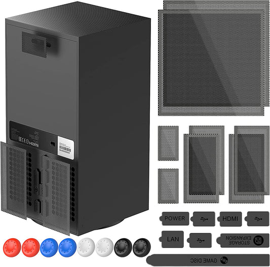 Dust Cover for Xbox Series X Console, MENEEA Vent Filter Cover Kit with Rubber Dust Plugs & Joystick Thumb Grips, 2 Pack for Xbox Series X Accessories  MENEEA   