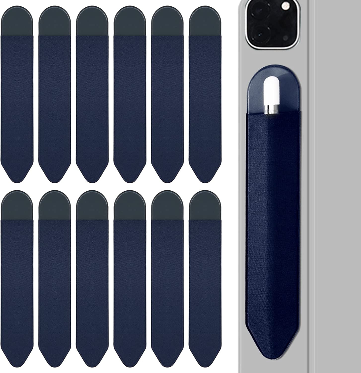 XLDLQU Apple Pencil Holder, 5 Pack Durable Elastic Apple Pencil (1St and 2Nd Gen) Case Pocket, Adhesive Sleeve Pouch for Ipad 8.3/9.7/10.2/10.5/11/12.9 Inch (Black Black)  XLDLQU Wholesale Blue  