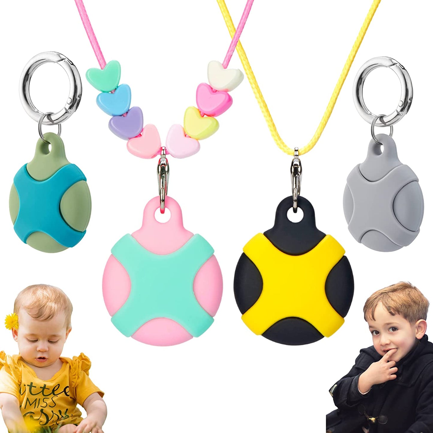 CHABAEBAE Airtag Holder for Kids Airtag Necklace Kids & Adults, Airtag Kids Hidden | Adjustable Air Tag Necklace Kids, Adults | Waterproof Airtag Case (Blossom)  CHABAEBAE 4-Color  