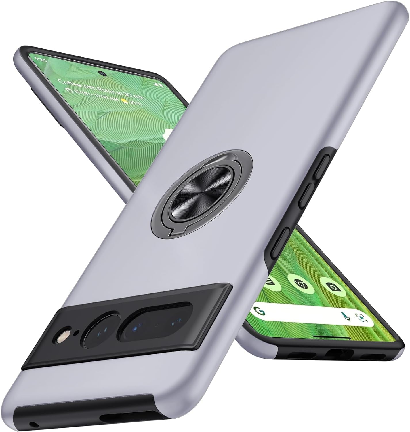 JAME for Google Pixel 7 Pro Case, Slim Fit Case for Pixel 7 Pro with Invisible Ring Kickstand, [Military Grade Drop Tested] Dual Layer Shockproof Protective Phone Case for Pixel 7 Pro 6.7", Green  JAME Silver  