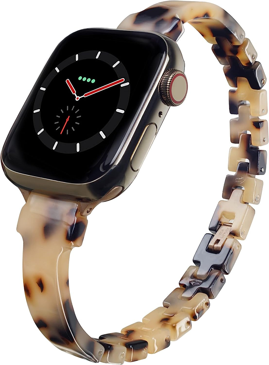 Slim Tortoise Watch Band Compatible with Apple Watch 38/40/41/42/44/45/49Mm, Resin Watch Bracelet Band for Iwatch Series Ultra/Se/8/7/6/5/4/3/2/1, Thin Watch Strap for Women  Unilily Blonde Tortoise 42/44/45/49 mm 