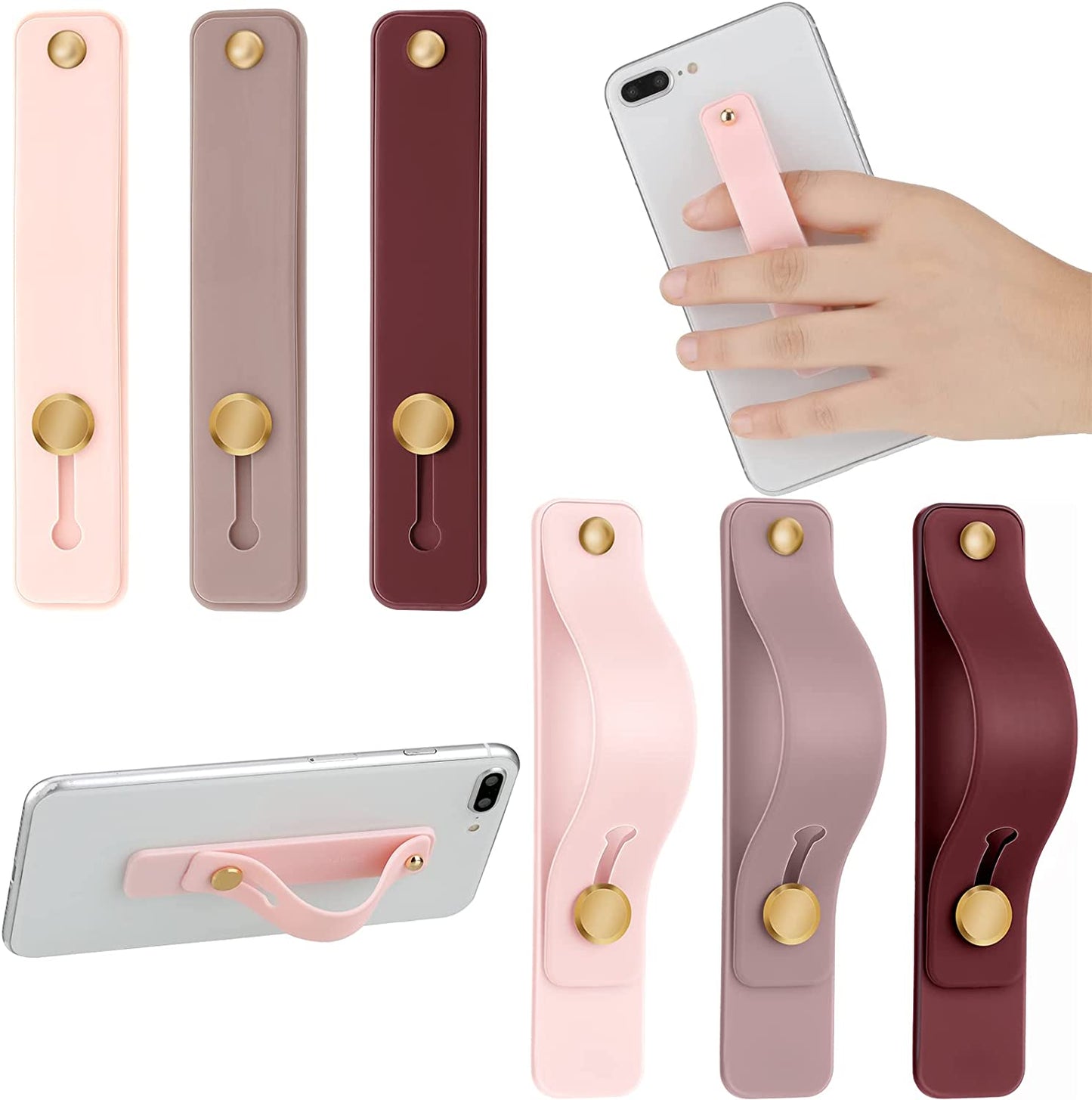 Weewooday 6 Pieces Phone Strap Grip Holder Finger Cell Phone Grip Telescopic Phone Finger Strap Stand Universal Finger Kickstand for Most Smartphones (Tie Dye Colors)  Weewooday Pink. Purple, Red  
