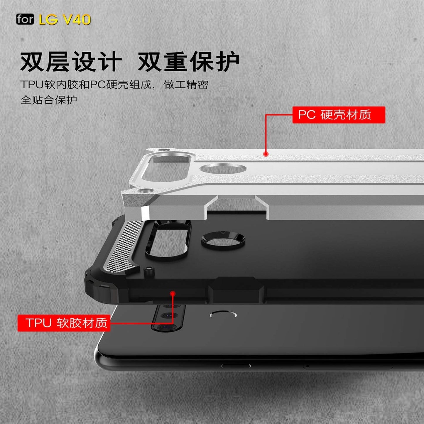 LG V40 Thinq Case, Torryka Drop Protection Shockproof Sleek Slim-Fit Durable Anti-Scratch Dual Layer Shockproof Dustproof Armor Case for LG V40 Thinq (Rose Gold)  Torryka   