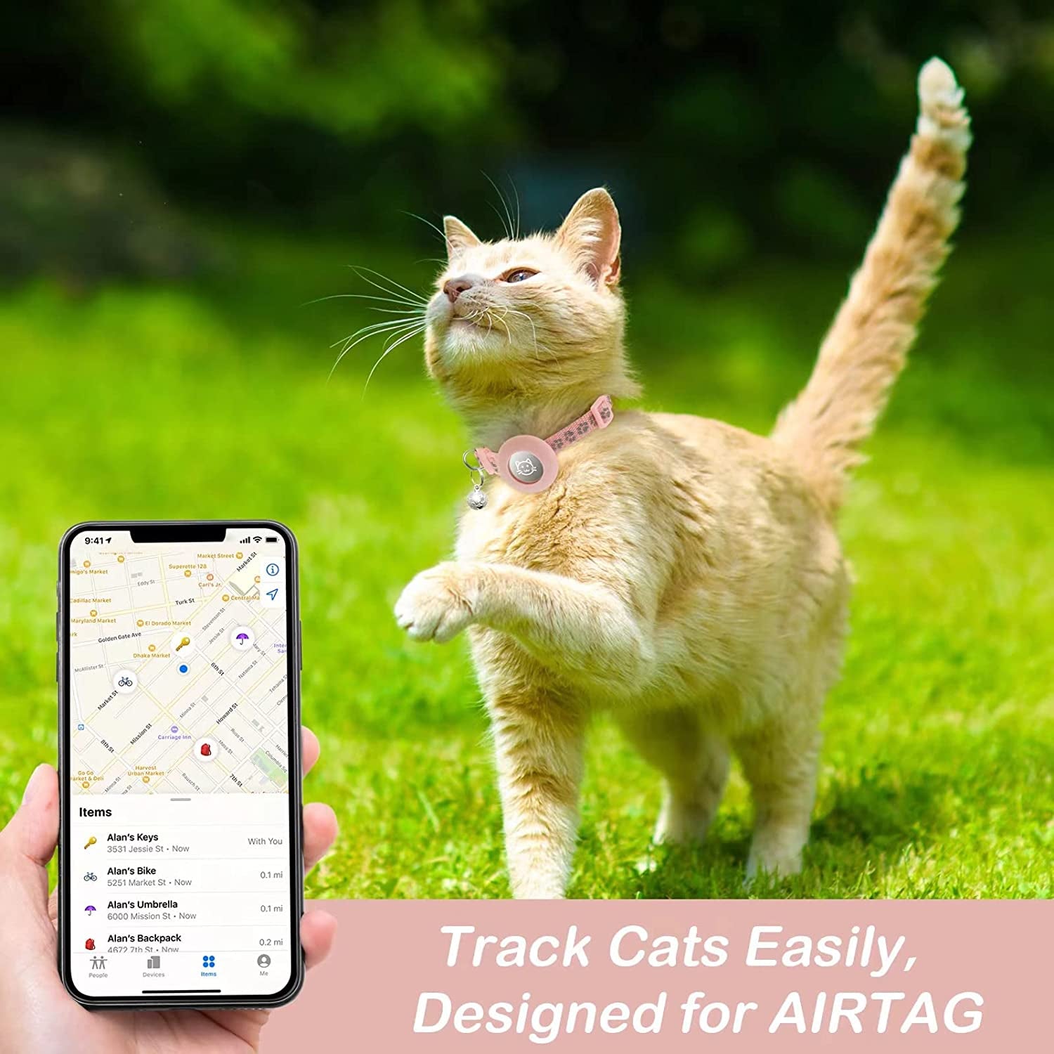 2Pack Airtag Cat Collar Breakaway with Bell,Reflective Kitten Collar with Apple Airtag Cat Collar Holder,Adjustable 7-12In,Safety Buckle for Girl Boy Cats,Pet Supplies,Accessories,Gifts (Pink)  LAFAYI   