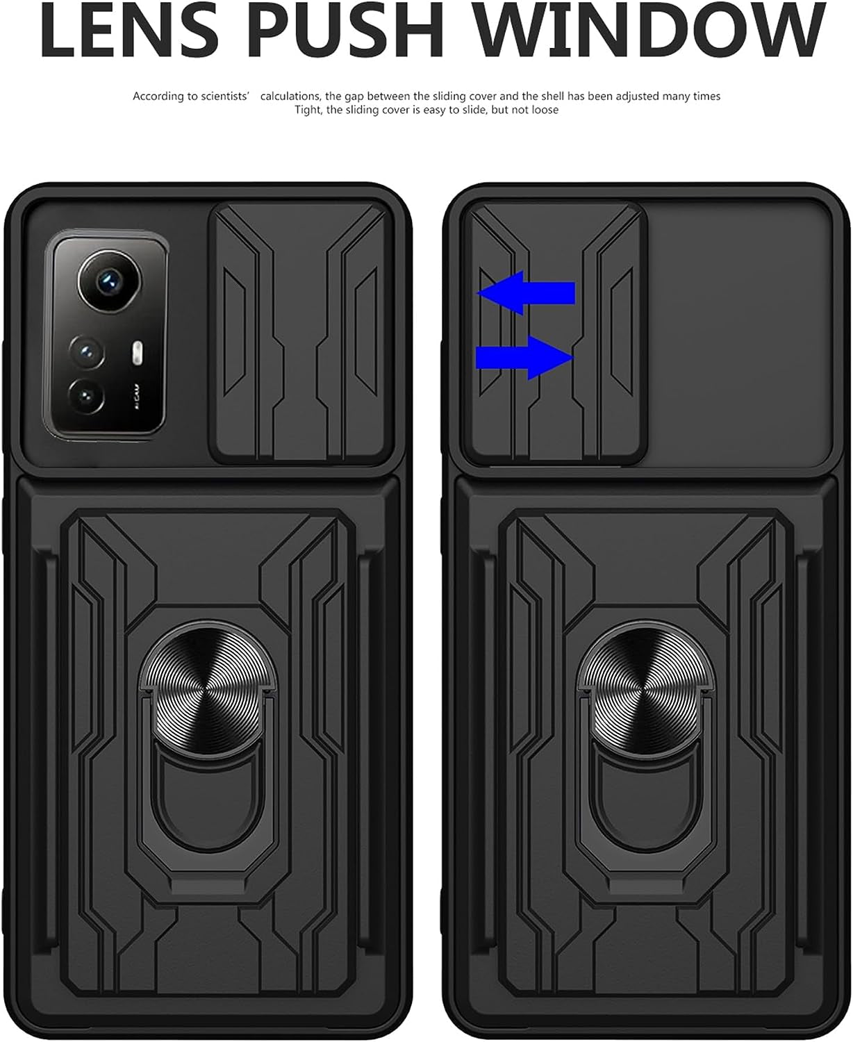 Tncavo for Xiaomi Poco F5 Case with Card Holder, Military Grade Shockproof Heavy Duty Protective with Rotating Ring Kickstand & Camera Cover for Xiaomi Redmi Note 12 Turbo LJ Black  Tncavo   