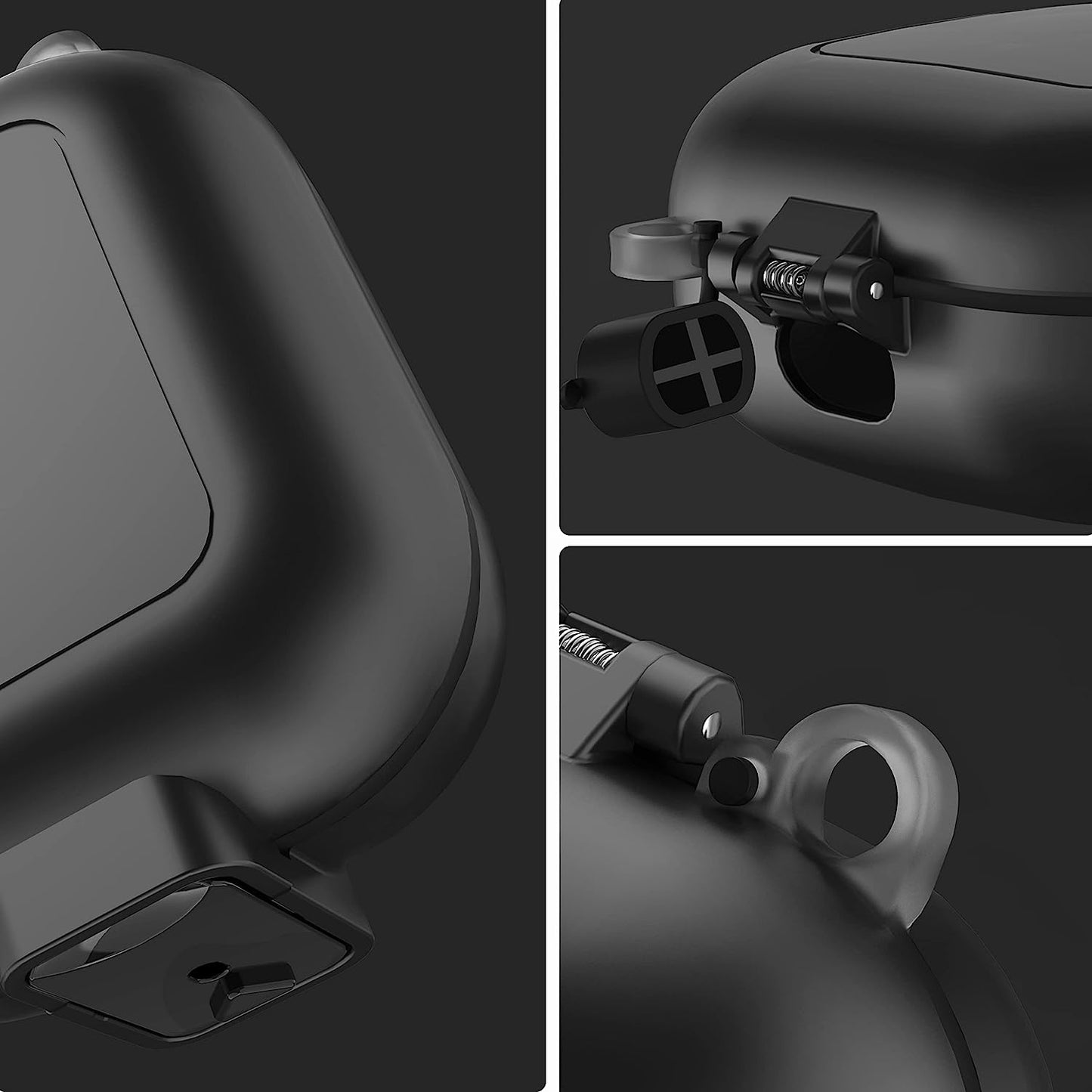 (With Secure Lock) IPX68 Waterproof Case for Samsung Galaxy Buds2 Pro Case (2022)/ Galaxy Buds Pro Case(2021)/ Galaxy Buds 2 Case (2021)/ Galaxy Buds Live Case (2020) Hard PC Protective Case (Black)  Galafoki   