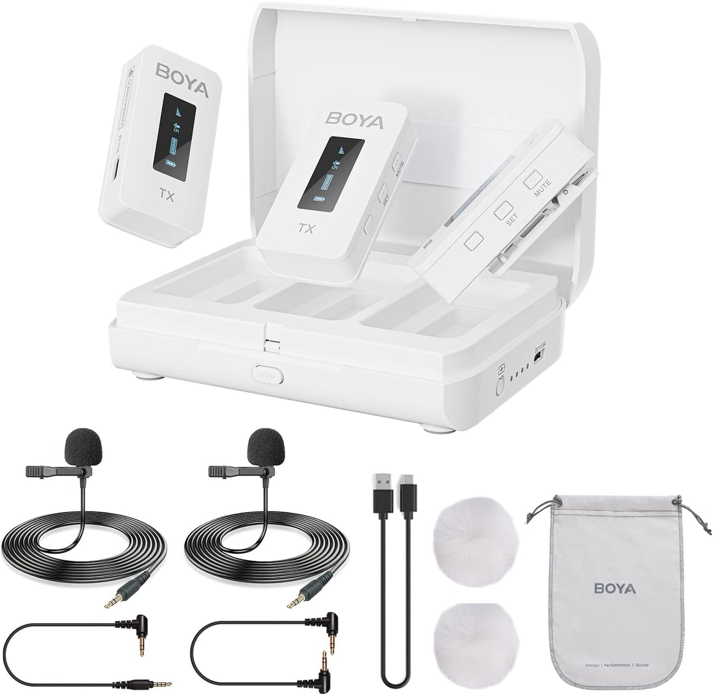 BOYA BY-XM6-S2 Wireless Lavalier Microphone 2.4Ghz Dual Channel Wireless Lapel Microphones for Cameras Phone DSLR Camcorder Mic for Video Recording Youtube Vlogging (2 Transmitters & 1 Receiver)  BOYA K2W  