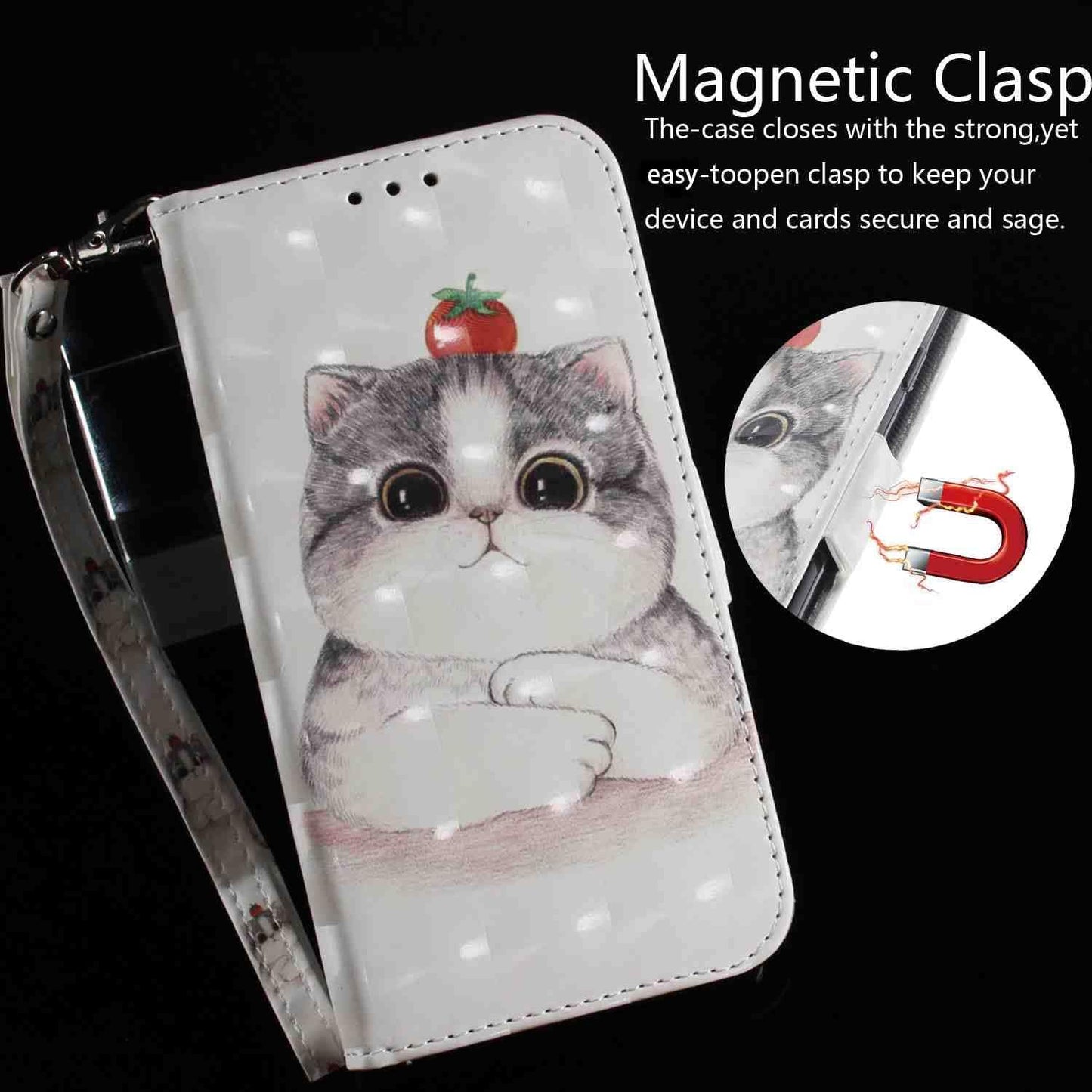 Mojiery Phone Cover Wallet Folio Case for LG V40 THINQ, Premium PU Leather Slim Fit Cover, 2 Card Slots, Fitting Cover, Cute Cat  MojieRy   