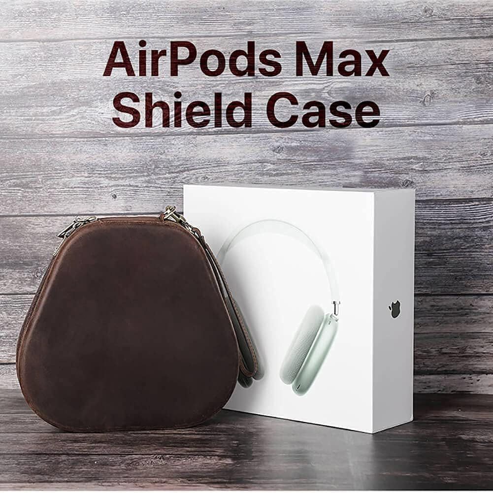 Genuine Leather Case for Airpods Max, Cowhide Leather Portable Travel Case, Headphone Cases, Carrying Case, Accessories for Airpods Max - Coffee  SHENGHAIHOME   
