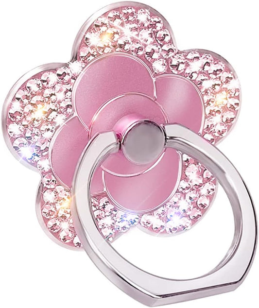Bling Cute Flower Cell Phone Ring Holder with Bling Crystal Rhinestone 360°Rotation Metal Finger Stand Kickstand Universal Compatible with Iphone Samsung Galaxy LG Google Ipad （Pink）  Walaivgne   
