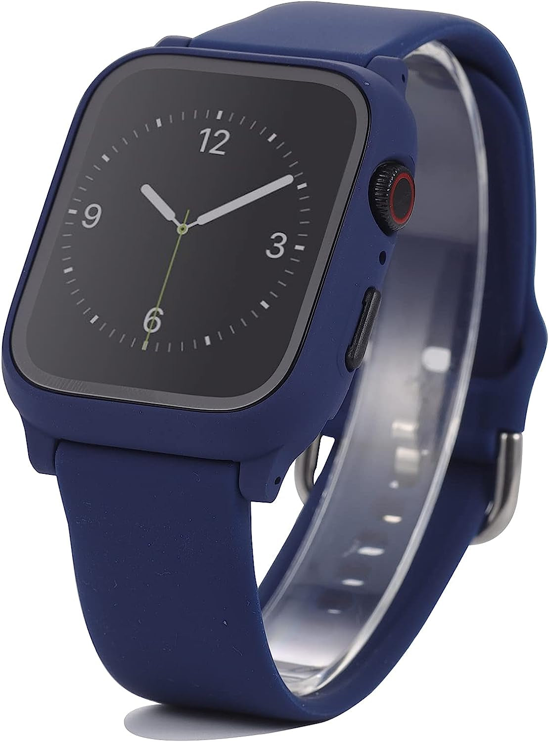 3 in 1 for Apple Watch Band with Case Built-In Screen Protector,Smartwatch Silicone Men Women Sport Wrist Strap & PC Hard Bumper Cover & Tempered Glass Screen Protector for Iwatch SE Series 8 7 6 5 4  Lasllaves Blue 40mm 