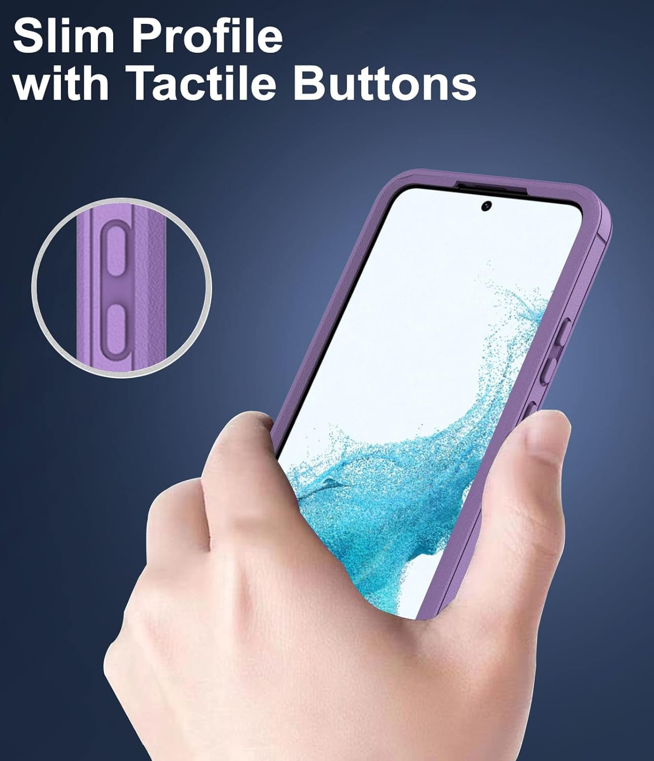 Dahkoiz for Samsung Galaxy S22 Case, Dust-Proof Port Cover, Full Body Durable Silicone Rubber Phone Case for Samsung Galaxy S22 5G, Black/Purple  UNISMART INC   