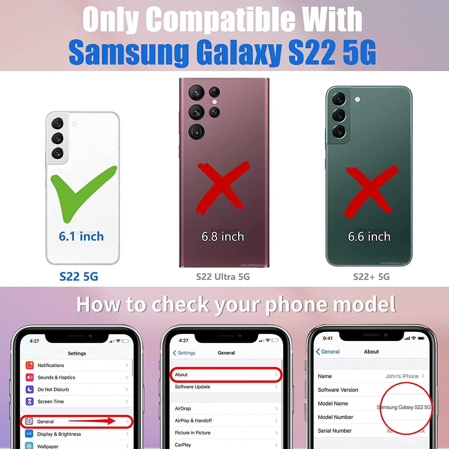 Toycamp for Samsung Galaxy S22 Case for Women, Colorful Butterfly Cute Girly Print Design for Girls Teens Case with Ring Kickstand (6.1 Inch), Black  Toycamp   