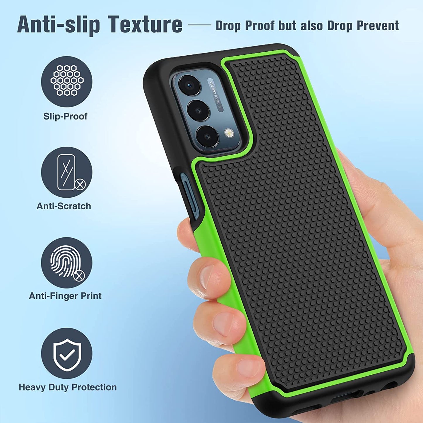JXVM for Oneplus Nord N200 5G Case: Dual Layer Protective Heavy Duty Cell Phone Cover Shockproof Rugged with Non Slip Textured Back - Military Protection Bumper - 6.49Inch (Black Green)  binghexin   