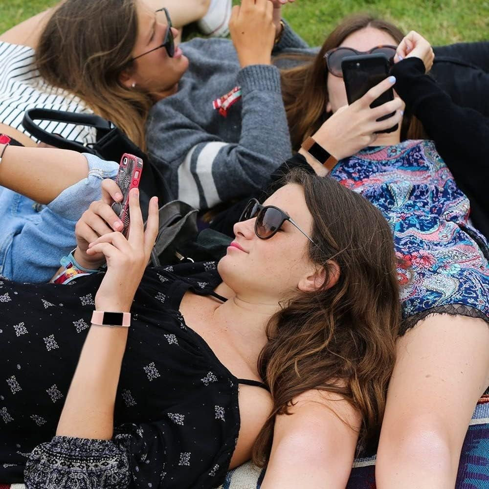 4 Pack Bands for Fitbit Charge 2,Silicone Fitness Sport Wristbands for Women Men Large(Black + Navy Blue + Dark Grey + Slate Blue)  SENGKOB   