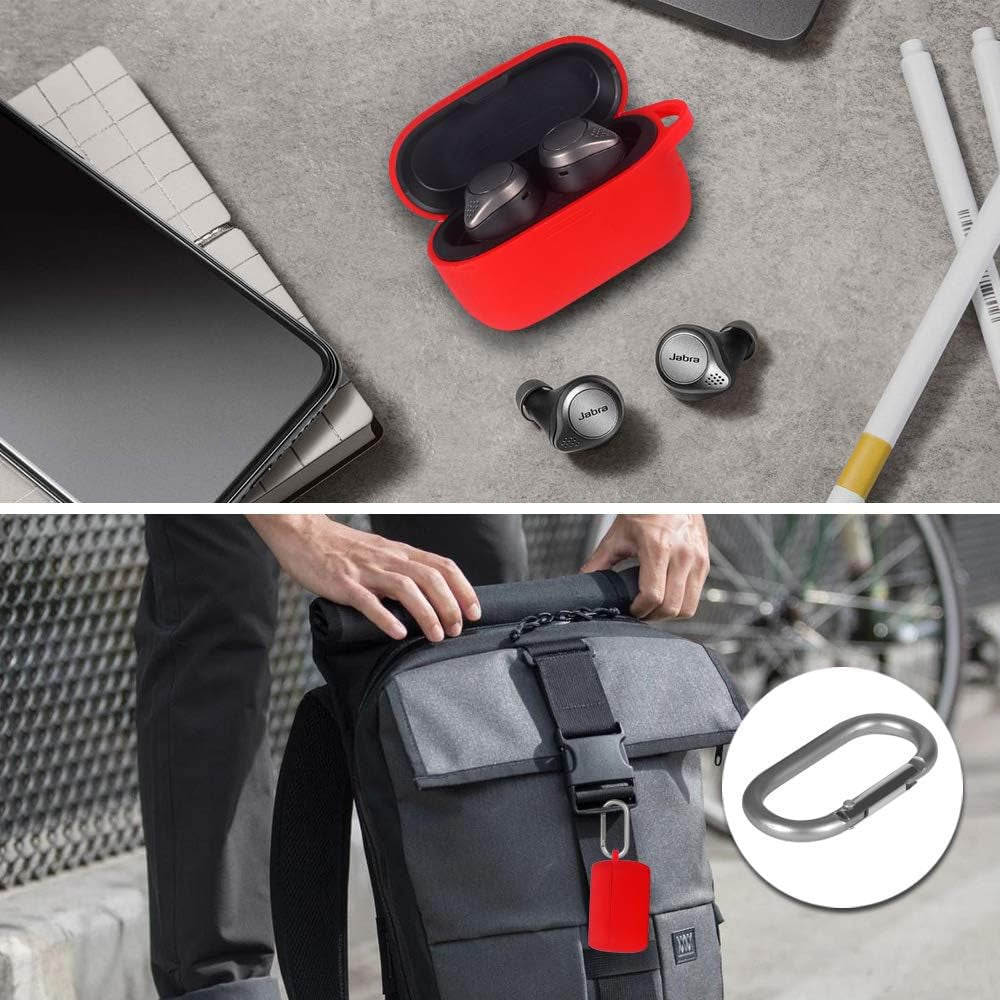 Zaracle Portable Protective Pouch Sleeve Cover Silicone Case Carrying Case for Jabra Elite Active 75T Alexa Enabled True Wireless Sports Earbuds (Red)  Zaracle   
