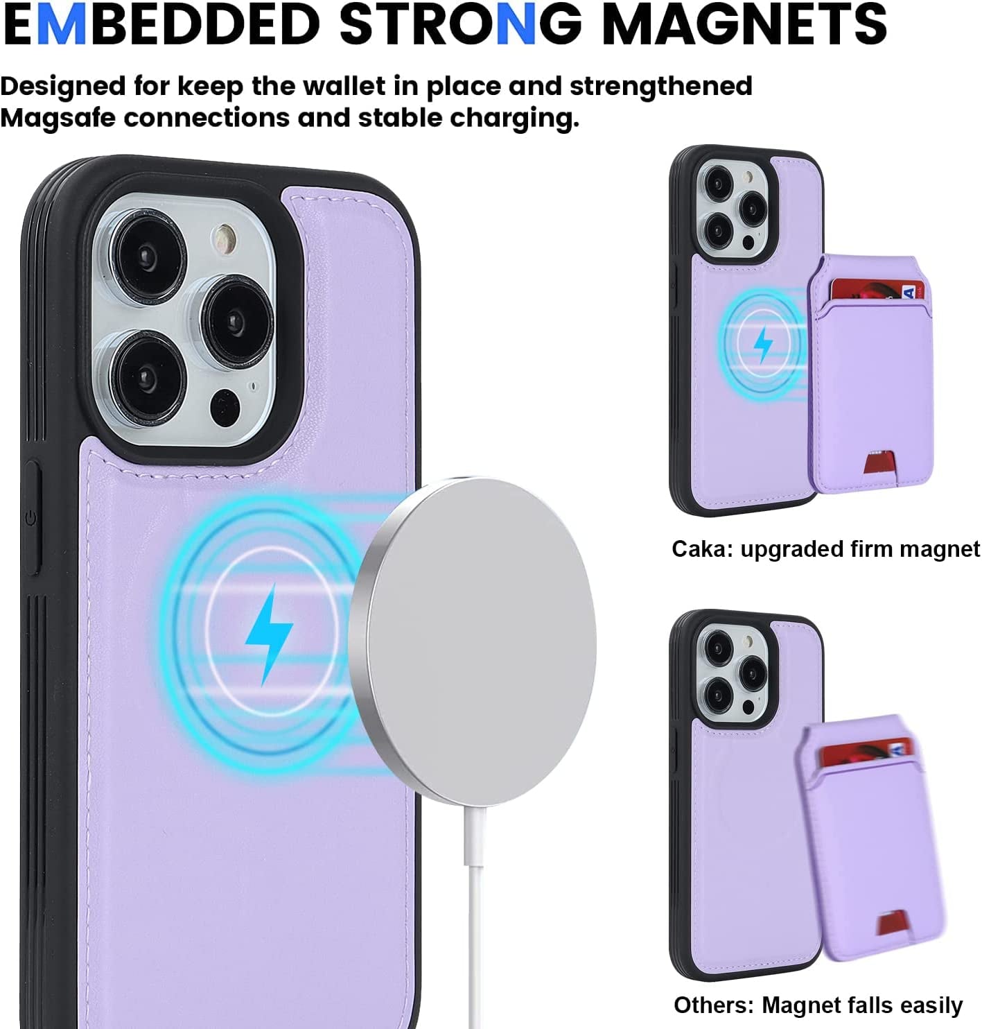 Ｈａｖａｙａ Iphone 13 Pro Max Phone Case Magsafe Compatible,Iphone 12 Pro Max Case Wallet with Card Holder,Magnetic Detachable,Magnetica Mag-Safe Cover with Kickstand for Women and Men-Purple  Ｈａｖａｙａ   