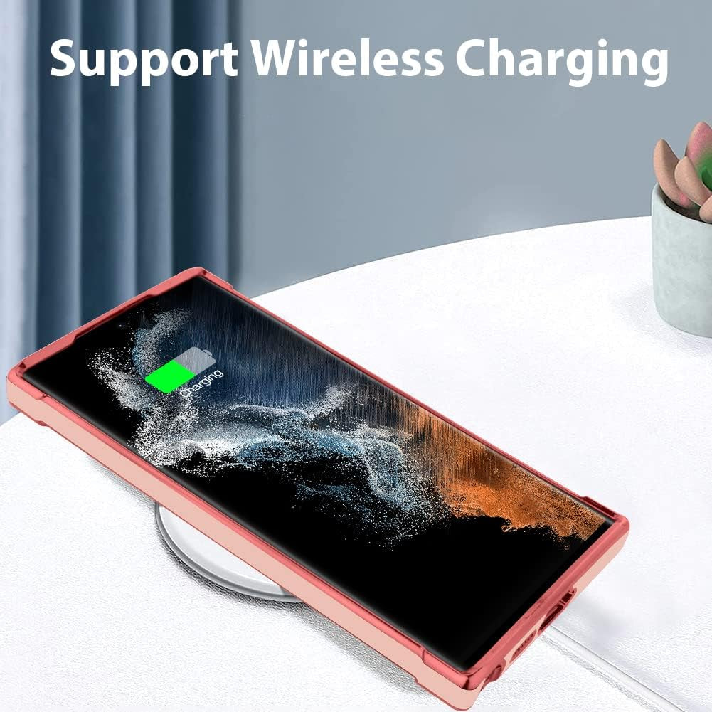 Fiyart Designed for Samsung Galaxy S22 Ultra Case Love Heart Design for Women Girls Soft TPU Plating Full Camera Lens Protection Phone Cover for Galaxy S22 Ultra 6.8"-Pink  Fiyart   