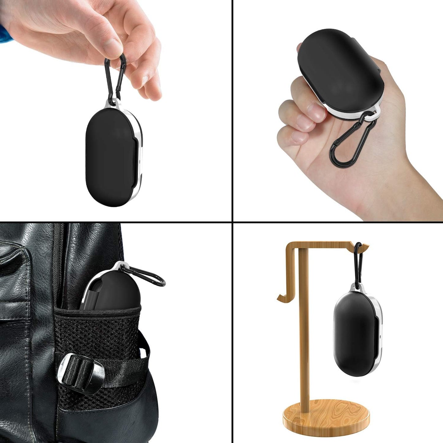 2 Packs Silicone Cover for Galaxy Buds Case/Galaxy Buds + plus Case,With Carabiner Full Body Protections Skin Accessories Compatible Samsung Galaxy Buds plus (Black and Mint Green)  meiyasy   