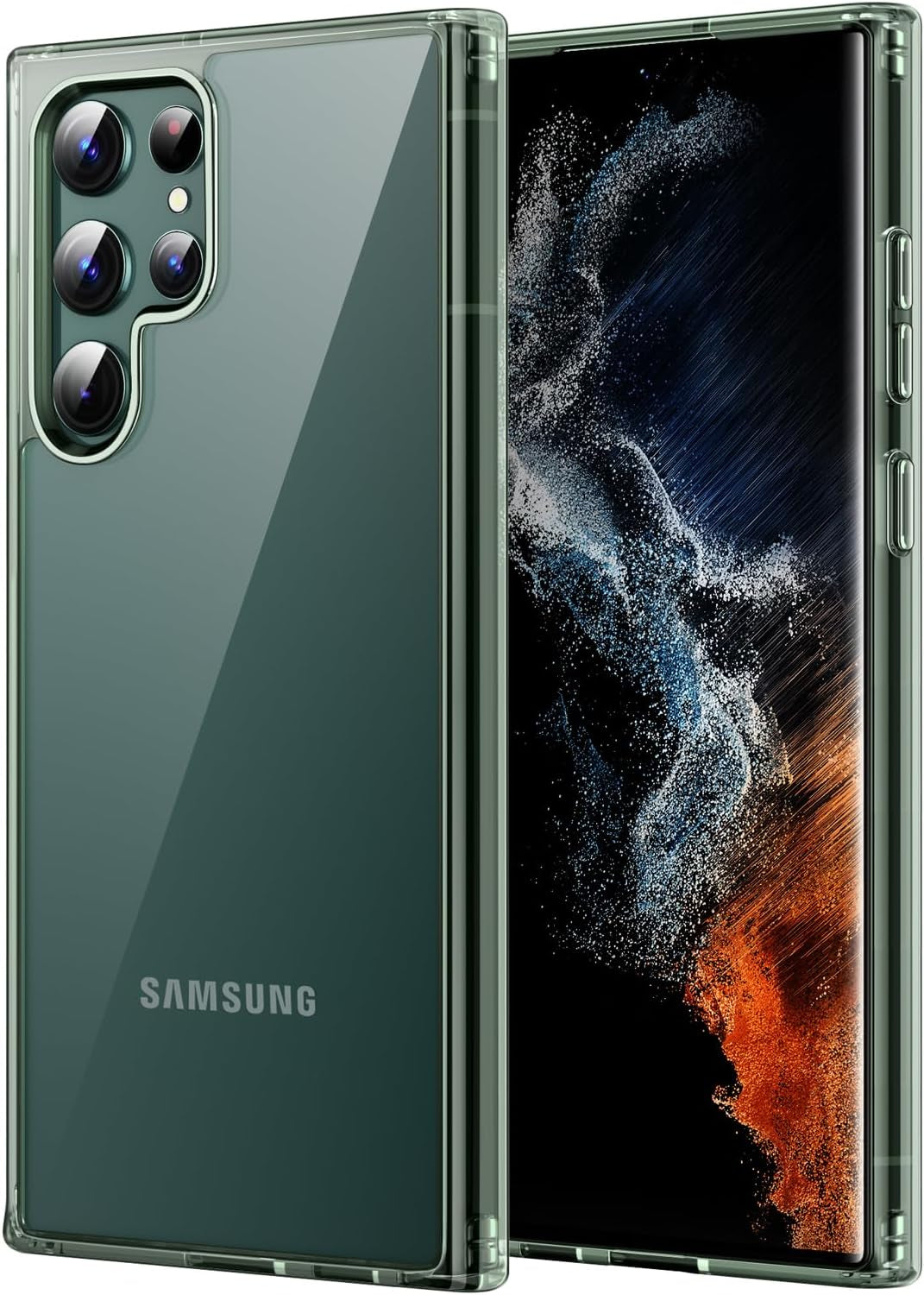 Jetech Case for Samsung Galaxy S22 Ultra 5G 6.8-Inch, Non-Yellowing Shockproof Bumper Protective Phone Cover, Anti-Scratch Hard PC Back (Clear)  JETech Green  