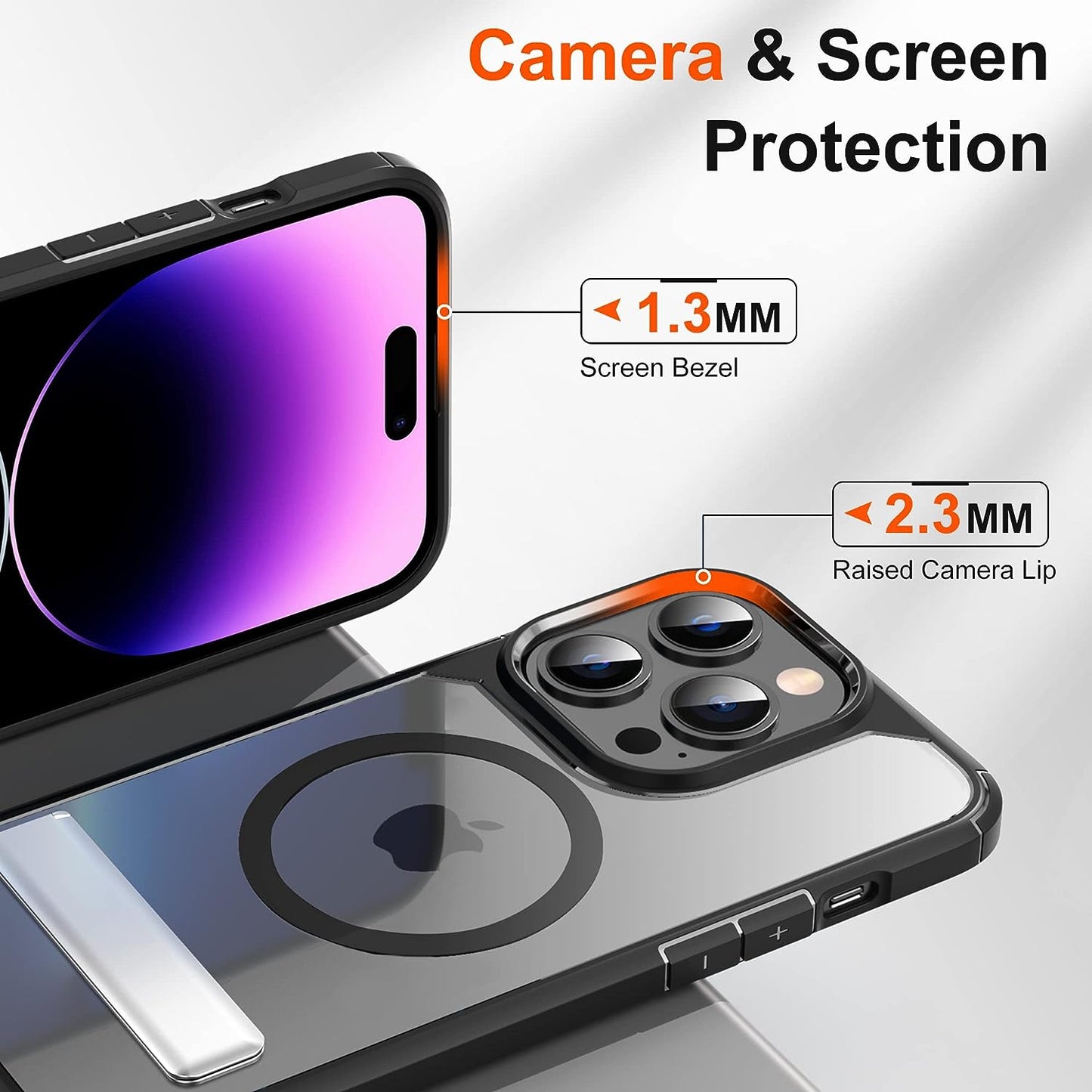 SUPERONE for Iphone 14 Pro Phone Magsafe Case with Stand, Magnetic Phone Case with Slim Adjustable Kickstand & Hard PC Back [10FT Mil-Grade Drop Tested] [Yellow Resistant] for Iphone 14 Pro, 6.1 In  SUPERONE   