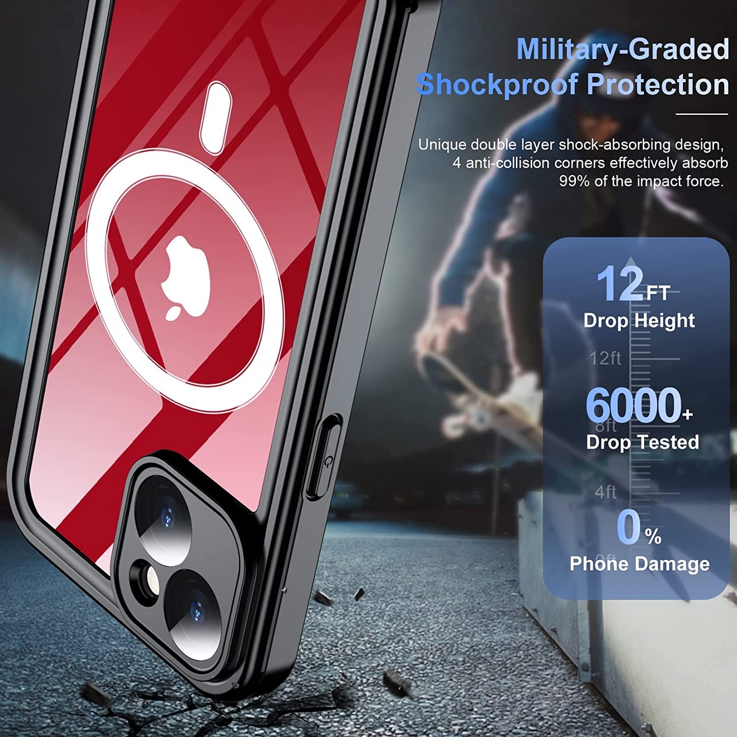 Temdan [Real 360 Magnetic for Iphone 14 Case Waterproof,[Compatible with Magsafe] Built-In Glass Camera Lens & Screen Protection [Military Dropproof][Ip68 Underwater] Shockproof Phone Case  Temdan   